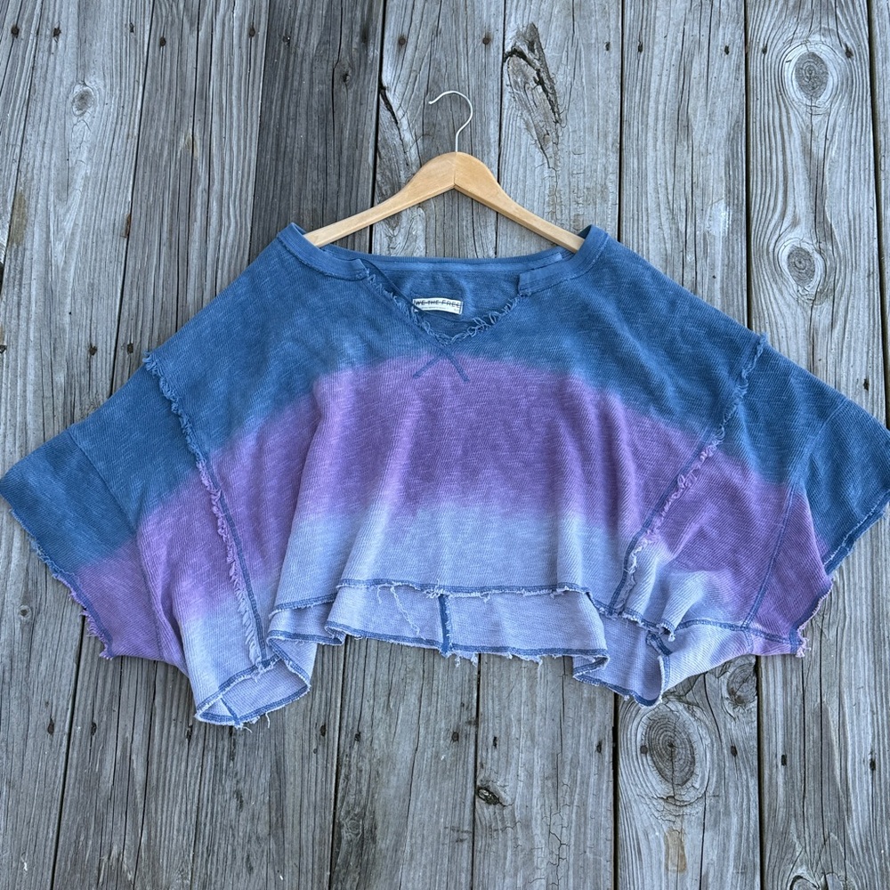 NWOT Free People We The Free After Midnight Washed Ombré Raw Hem Crop Tee Small - Picture 12 of 12